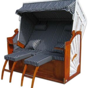 Strandkorb Venus XL 2-Sitzer Volllieger wetterfest Polyrattan Weiß 120 cm für Garten Terrasse Balkon