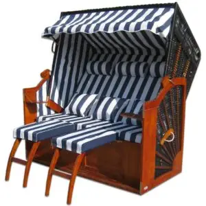 Strandkorb Artemis XXL 2,5-Sitzer Volllieger wetterfest Polyrattan Schwarz 152 cm für Garten Terrasse Balkon