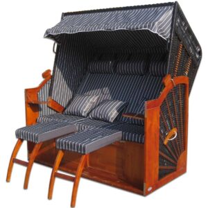 Strandkorb Aphrodite XXL 2,5-Sitzer Volllieger wetterfest Polyrattan Schwarz 155 cm für Garten Terrasse Balkon