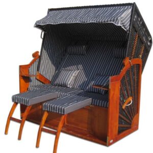 Strandkorb Nayeli XL 2-Sitzer Volllieger wetterfest Polyrattan Schwarz 120 cm für Garten Terrasse Balkon