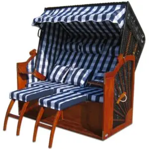 Strandkorb Helios XXL 2,5-Sitzer Volllieger wetterfest Polyrattan Schwarz Anthrazit gestreift 152 cm Garten Terrasse